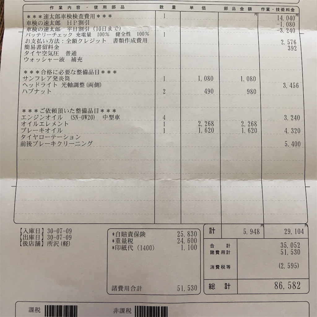 f:id:haruki_mattari:20180710093128j:image 2回目の車検を車検の速太郎で行ってきた。