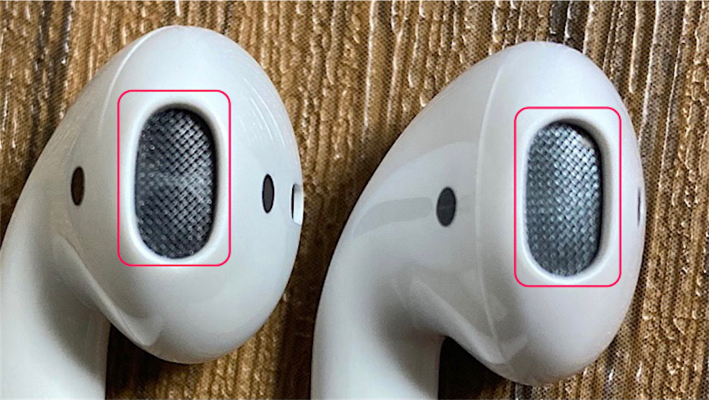 AirPodsのスピーカーのメッシュ、本物と偽物の比較